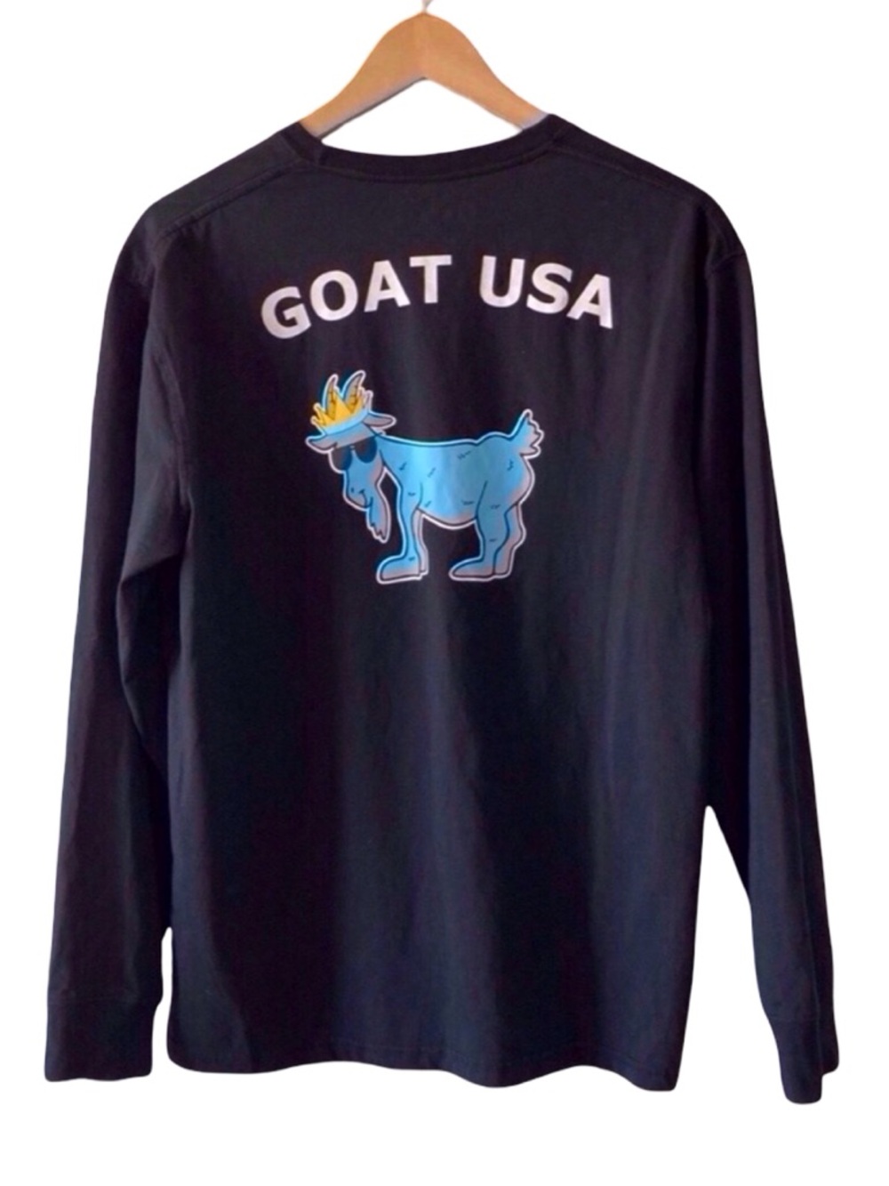GOAT USA Long Sleeve Tee Black Goat Back Graphic Chest Logo Size M